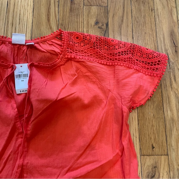NWT GAP coral cap sleeve top with crochet-like design at shoulders - Picture 4 of 4